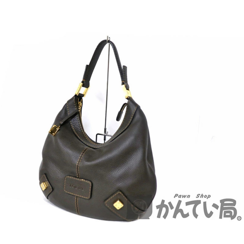 LOEWE One Shoulder Hobo Bag Brown Leather Charm
